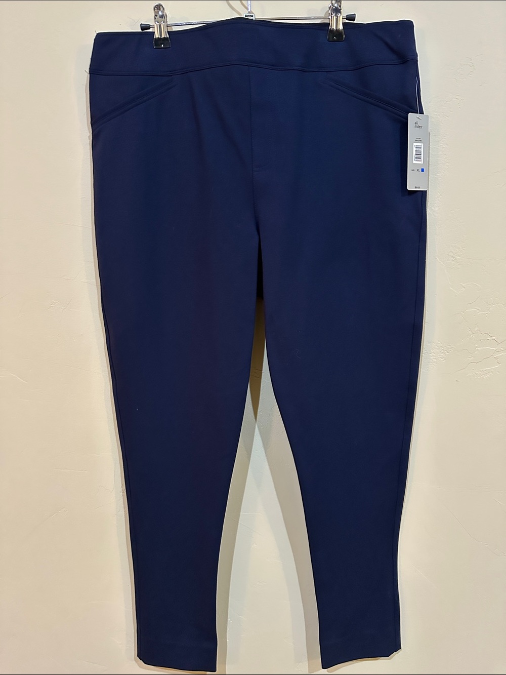 NWT Ali Miles Navy High-Rise back leg seam Pants ~ Sz XL ~ $69.00